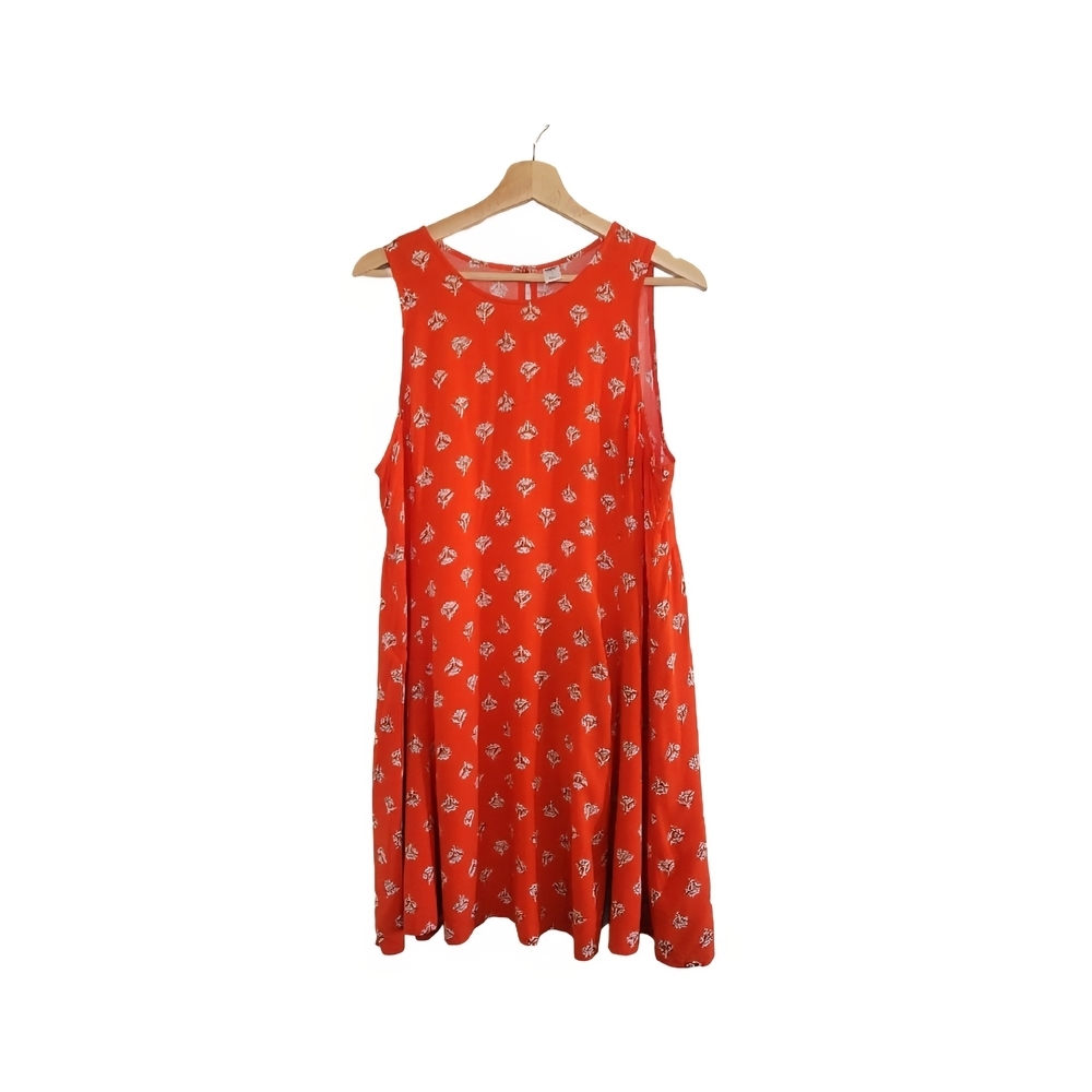 🎈OLD NAVY Red Floral Sleeveless Halter Swing Dress Size L